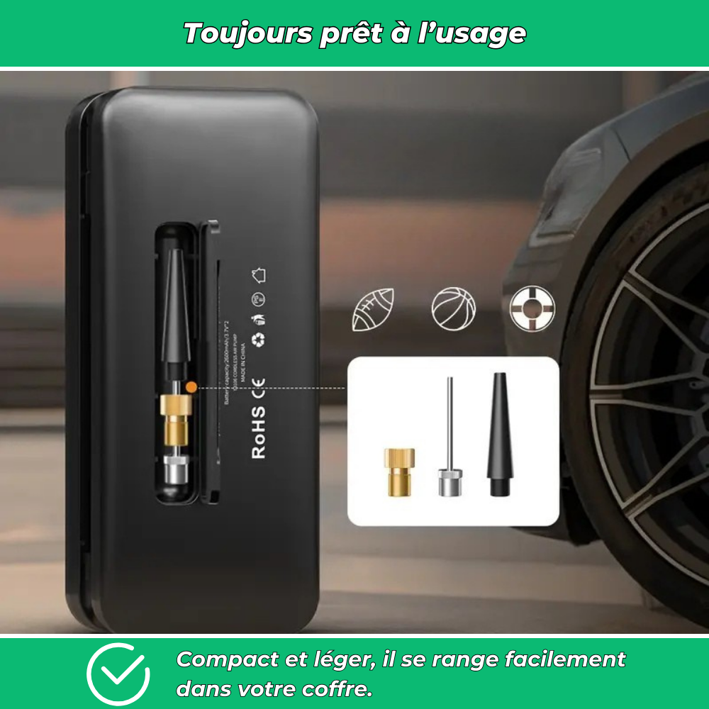 Gonfleur pneus portable voiture moto vélo – Compresseur d’air électrique