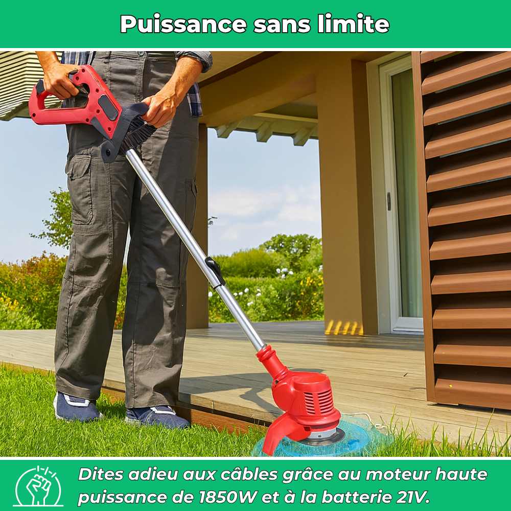 D80 PRO Débroussailleuse Sans Fil Haute Puissance – Coupe d'Herbe, Buissons et Branches Épaisses