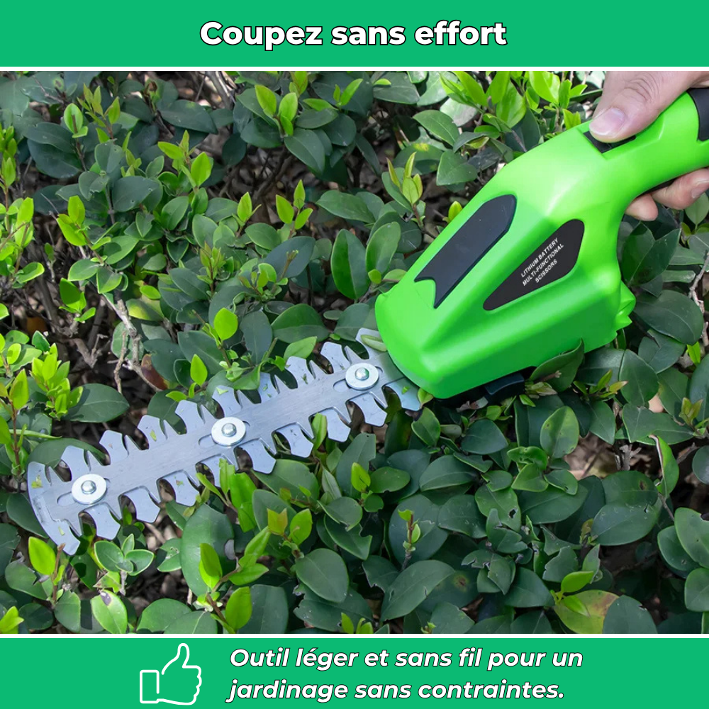 TrimMaster – Coupe-bordure sans fil rechargeable avec sécateur intégré