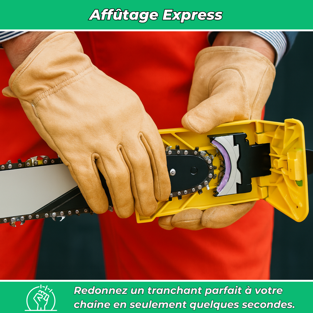Affût’PRO Affûteur de Tronçonneuse Ultra-Rapide – Précision Instantanée pour Coupe Efficace