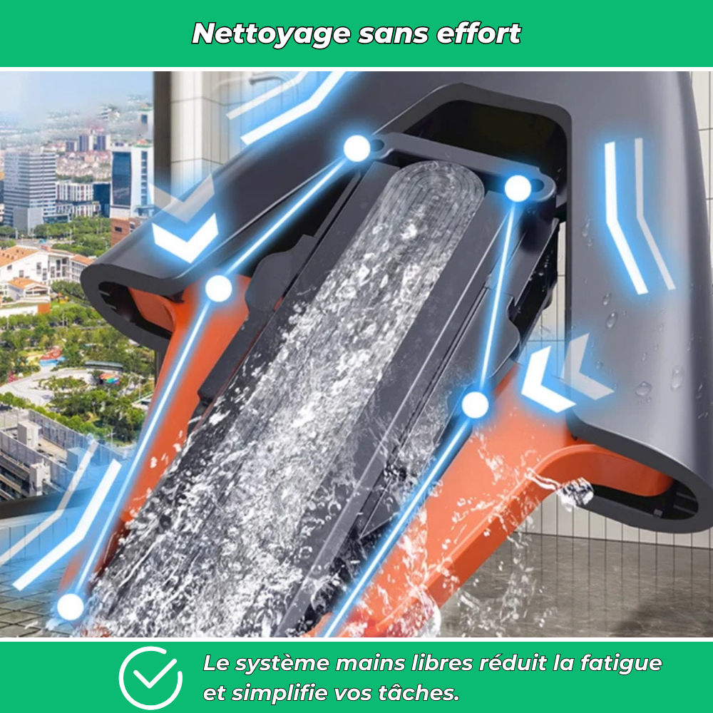Clean PRO X – Serpillière pliable mains libres à haute absorption pour sols secs et humides