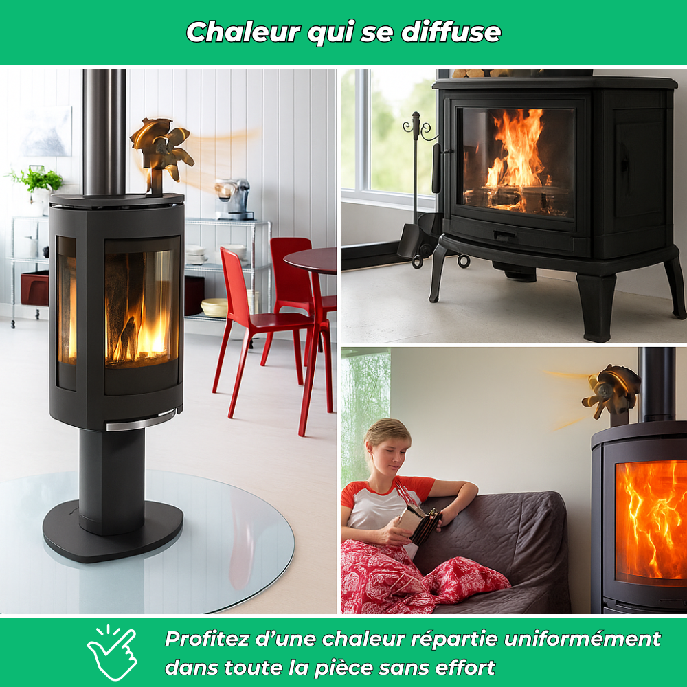 PoêleBoost | Ventilateur pour poêle à bois silencieux | Diffusion de chaleur efficace