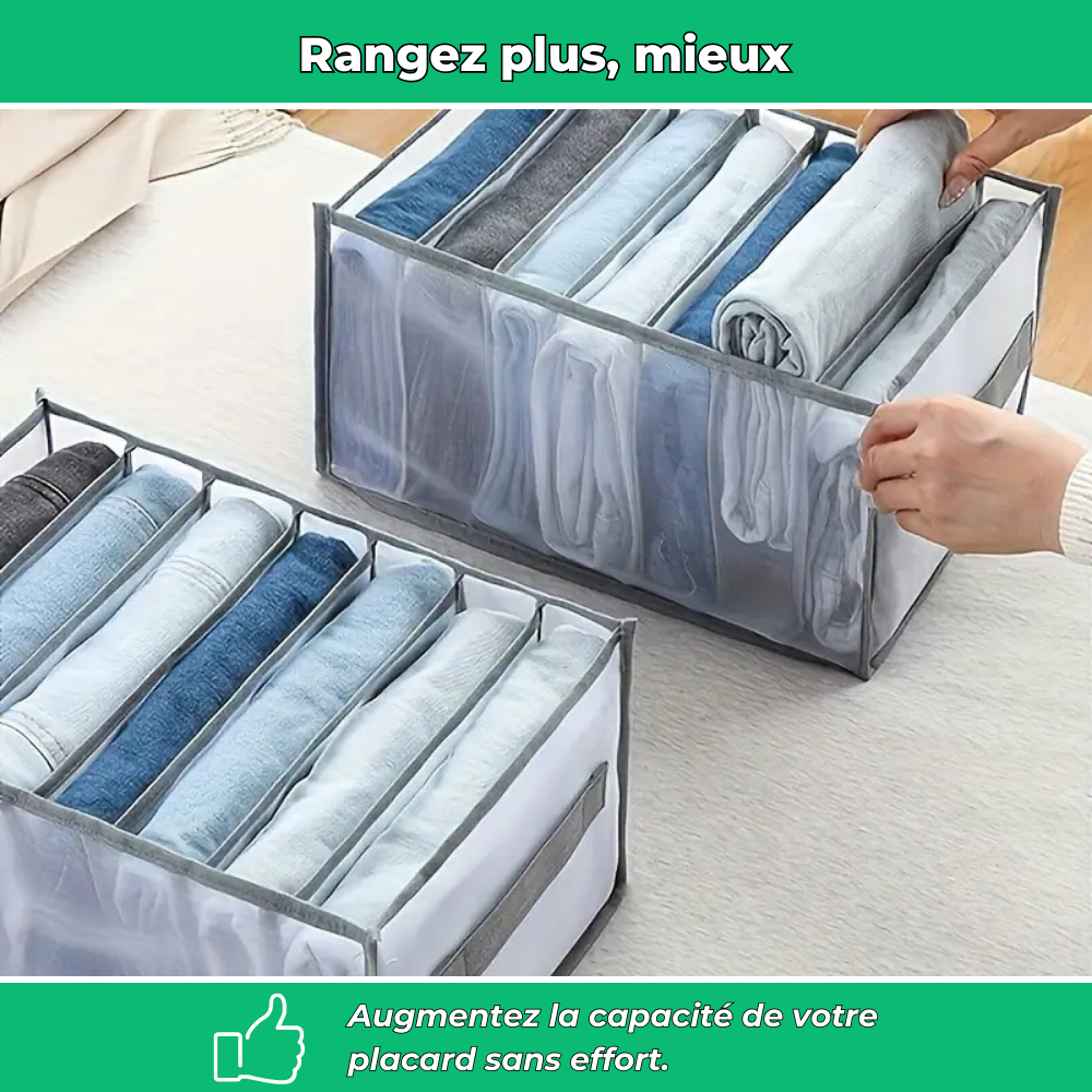 Organisateur de vêtements pliable à 7 compartiments