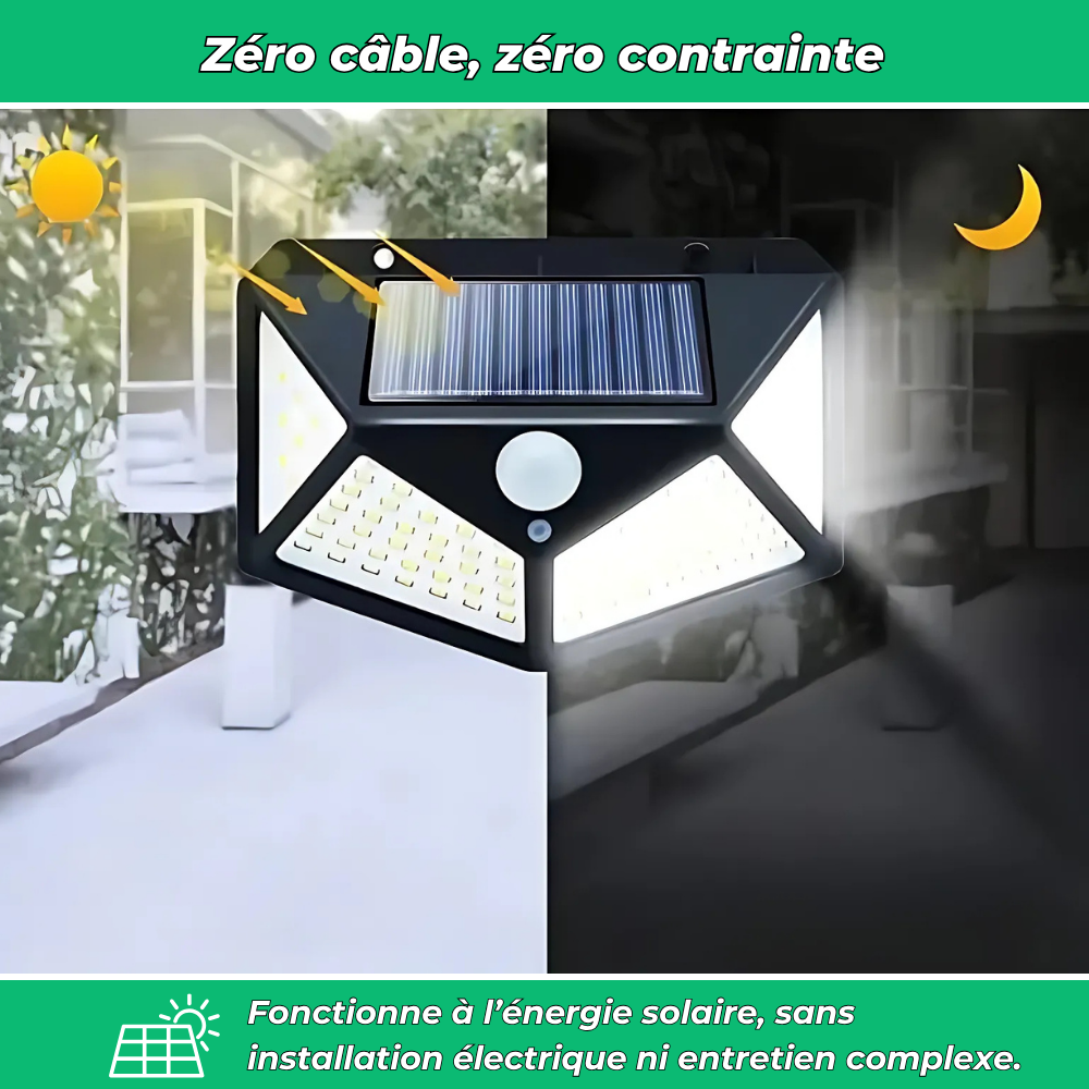 Lampe murale solaire à détection de mouvement