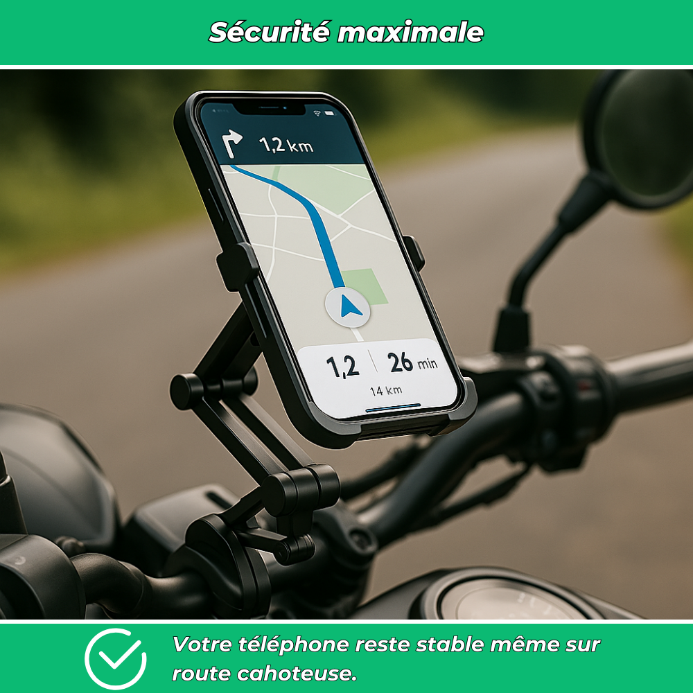 Support téléphone moto magnétique étanche – Fixation réglable et sécurisée GPS