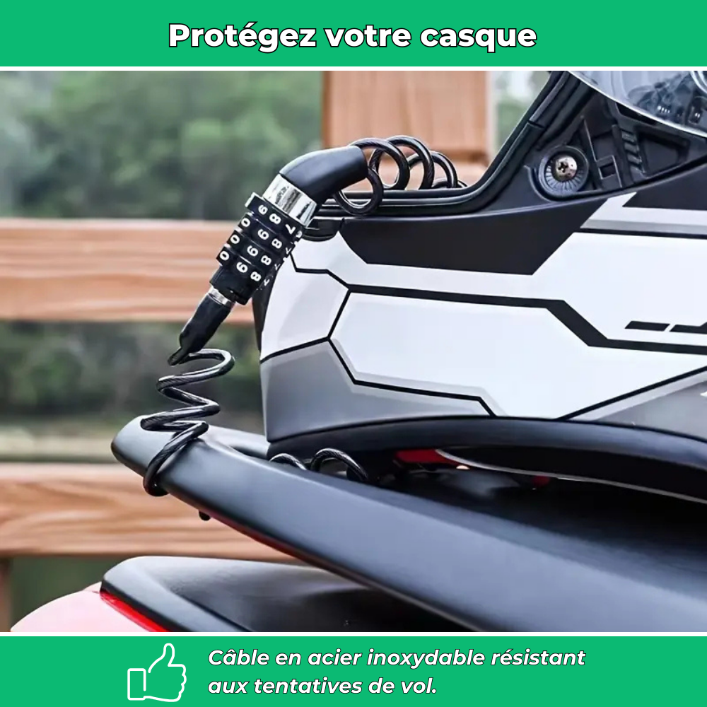 Antivol casque moto câble en acier inoxydable