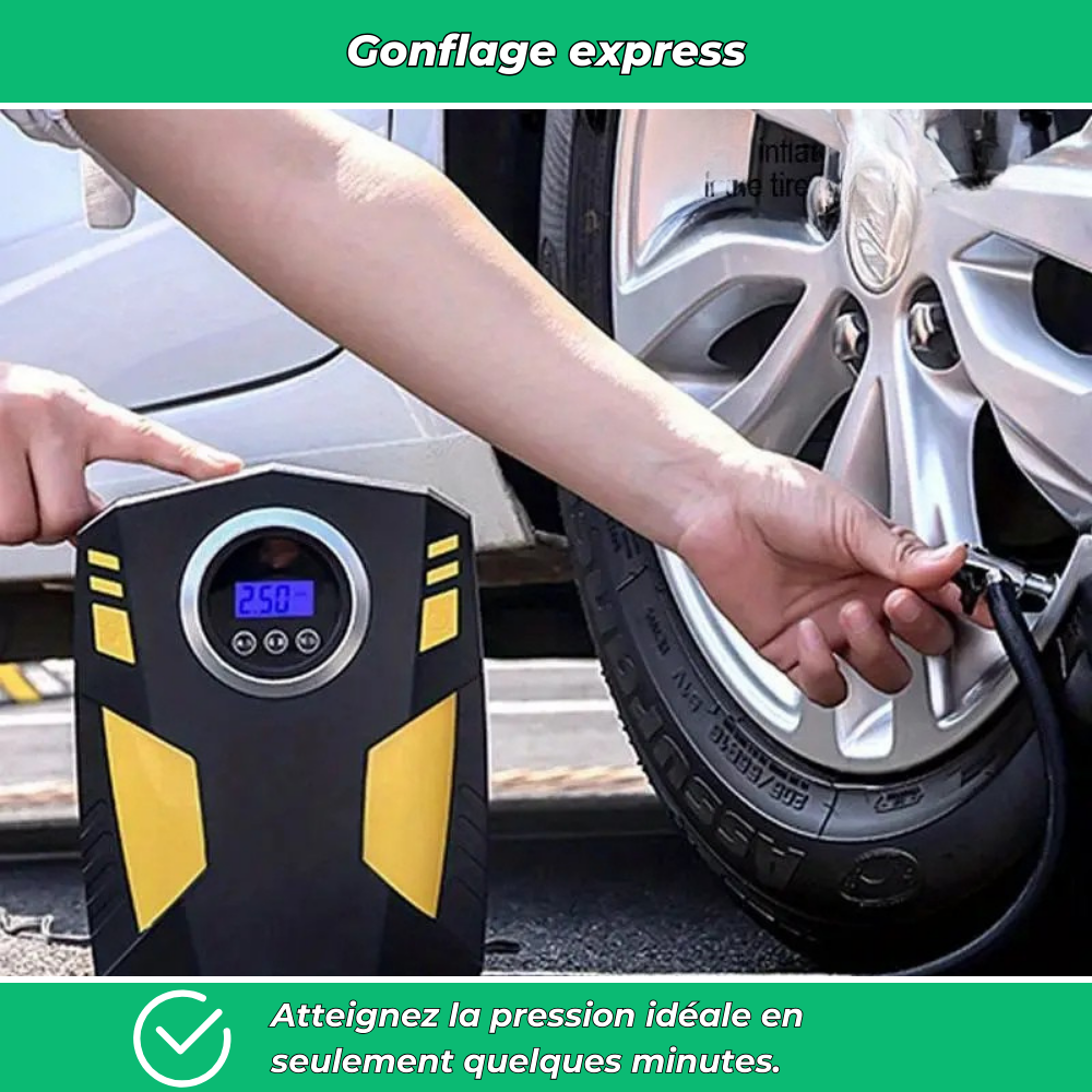 Compresseur à air portable LED – Gonfleur pneus voiture et moto