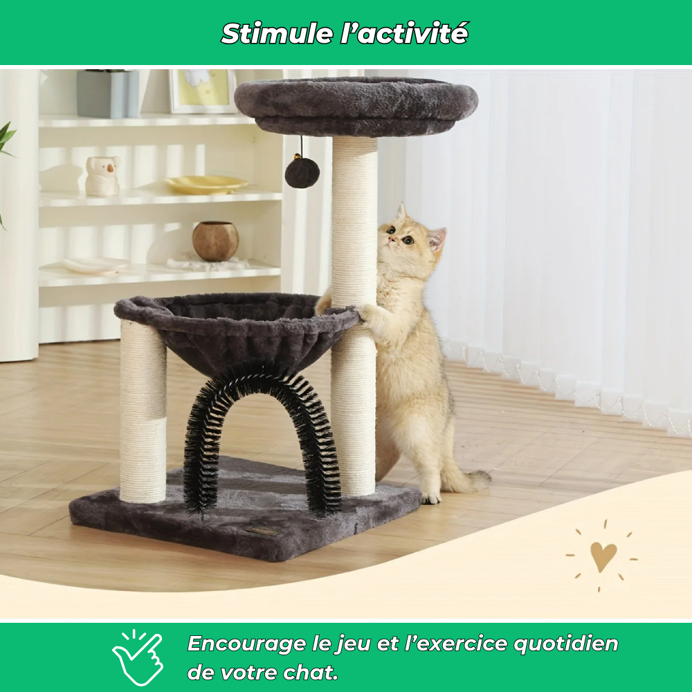 Tour de Jeu Interactive pour Chat – Jouet avec Balles Rotatives et Griffoir