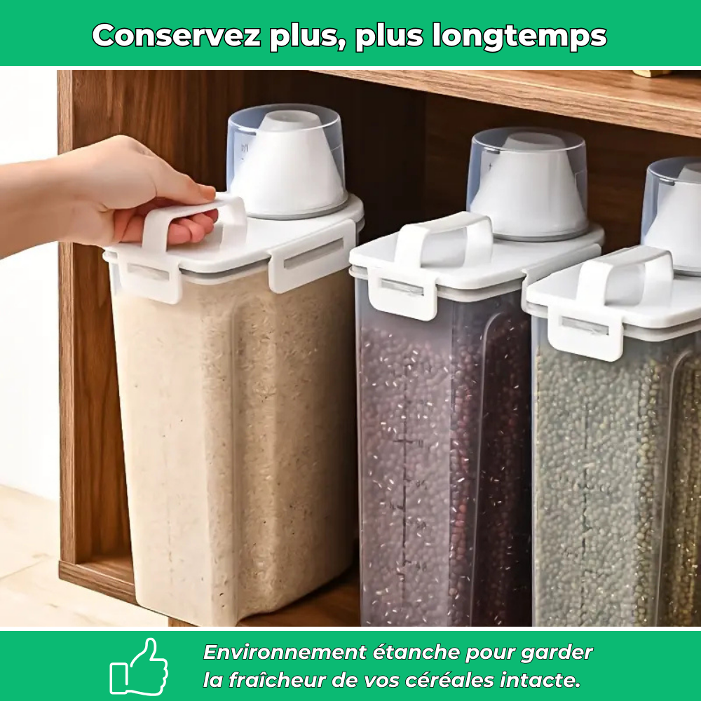 Conteneur hermétique pour riz et céréales - 2500ml