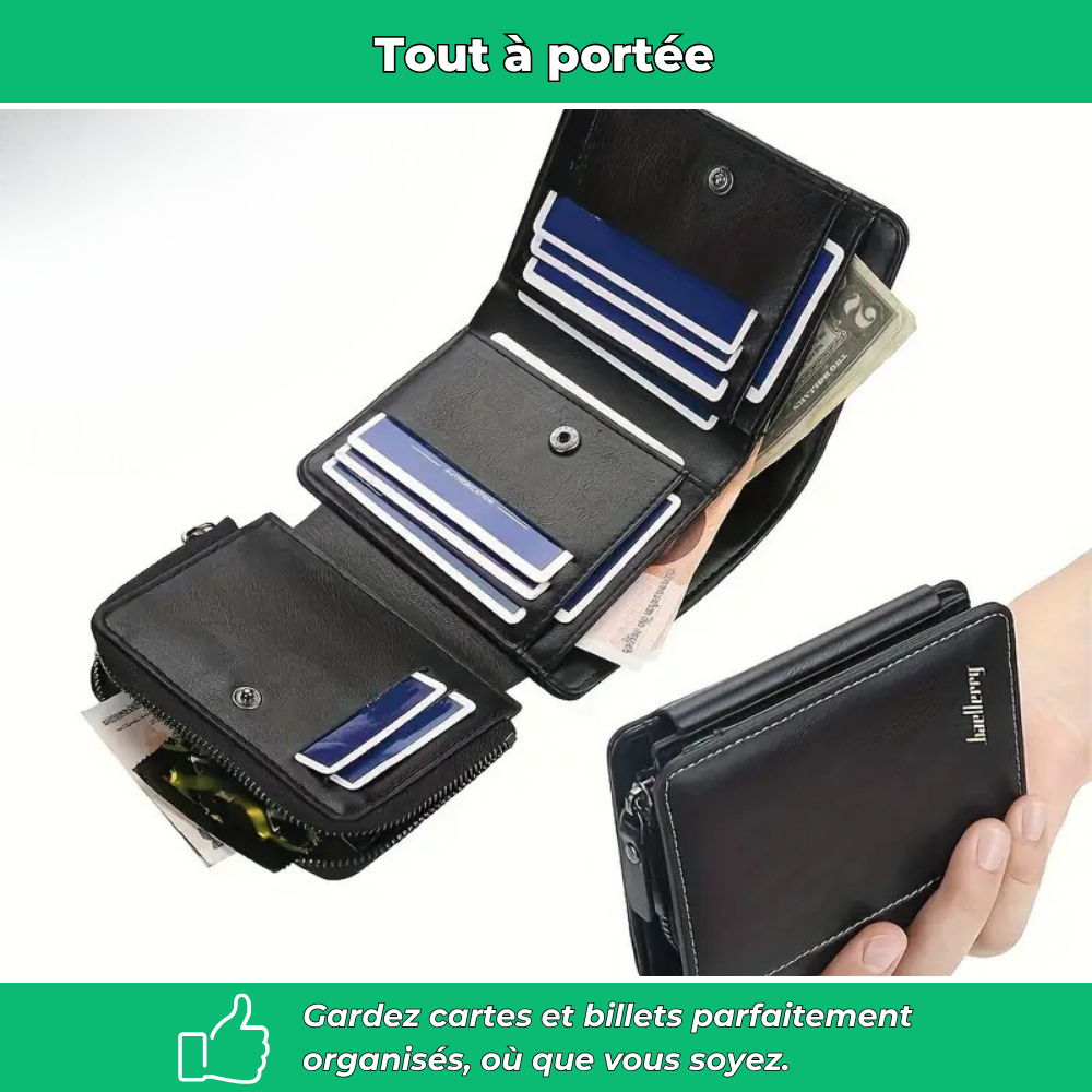 Portefeuille homme à triple pli sécurisé