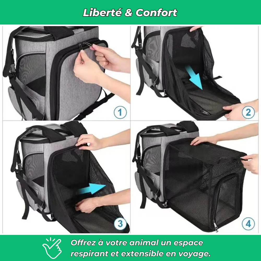 Sac de Transport Pliable Respirant pour Animaux – Chiens & Chats, Portable et Confortable