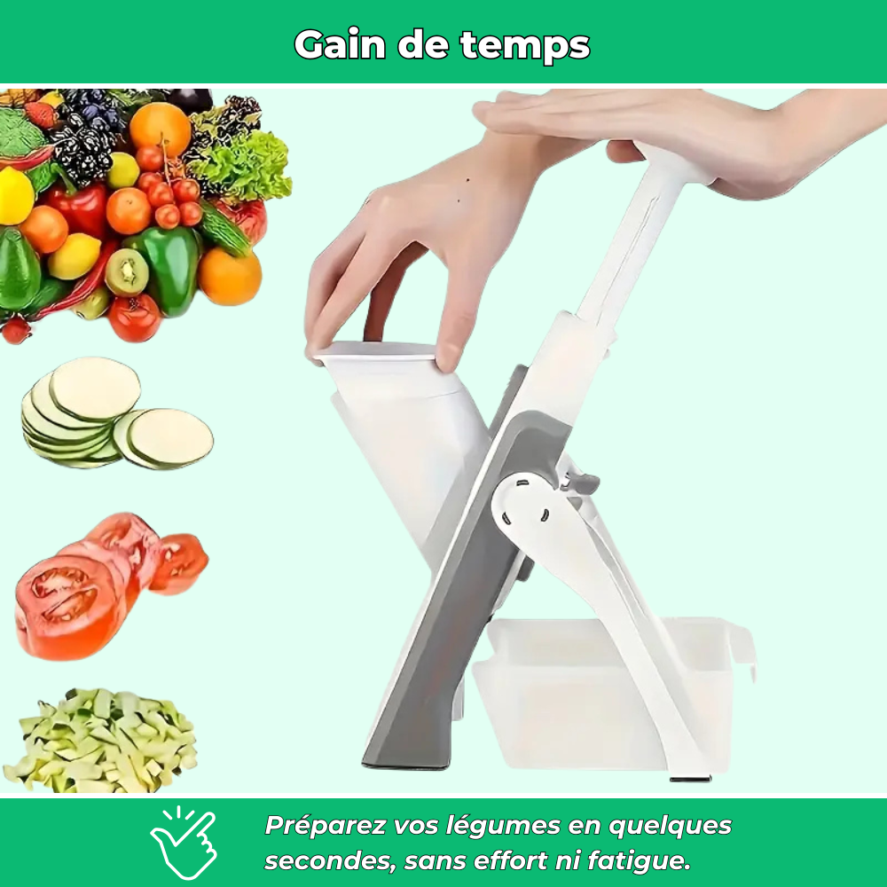 Slicéo – Mandoline manuelle multifonction en acier inoxydable