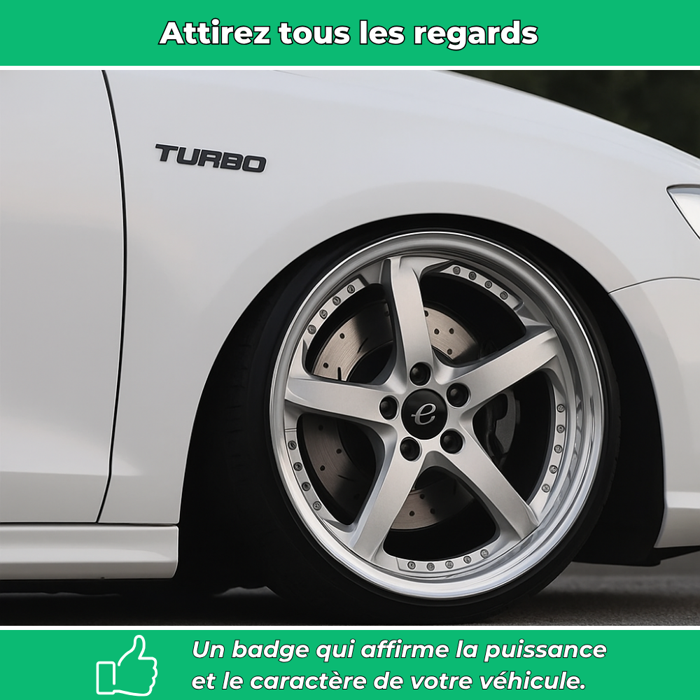 TurboStyle – Autocollant métal sport pour carrosserie auto
