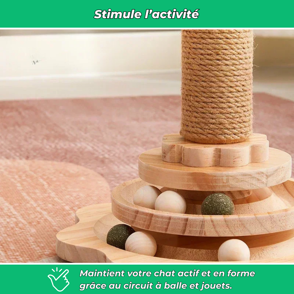 Griffoir Interactif Multifonction pour Chats – Jouet, Grattoir et Antistress