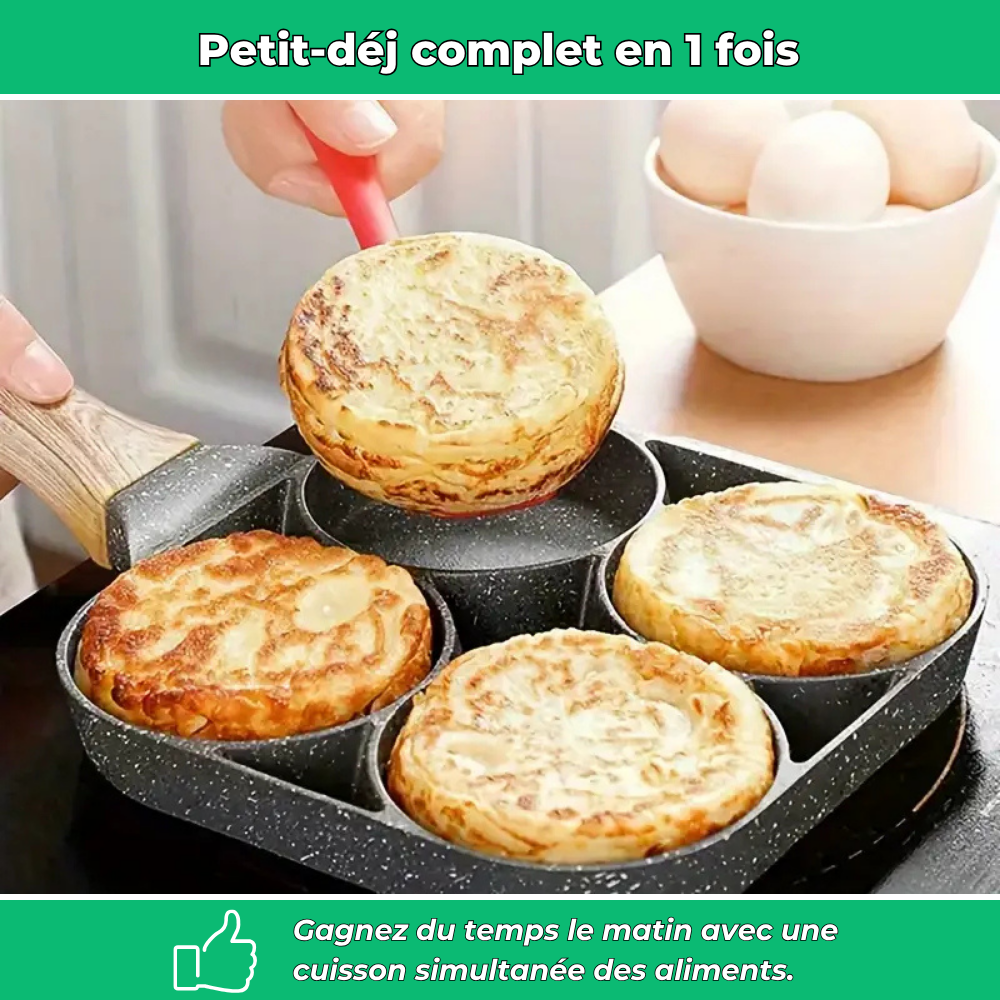 Poêle 4 compartiments antiadhésive pour petits-déjeuners variés