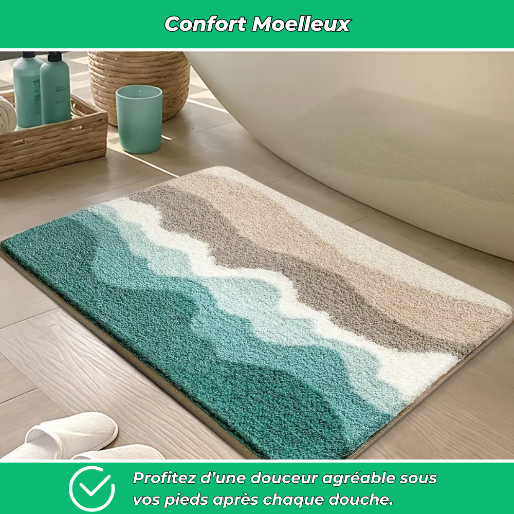 Tapis de bain antidérapant absorbant ultra doux motif plage