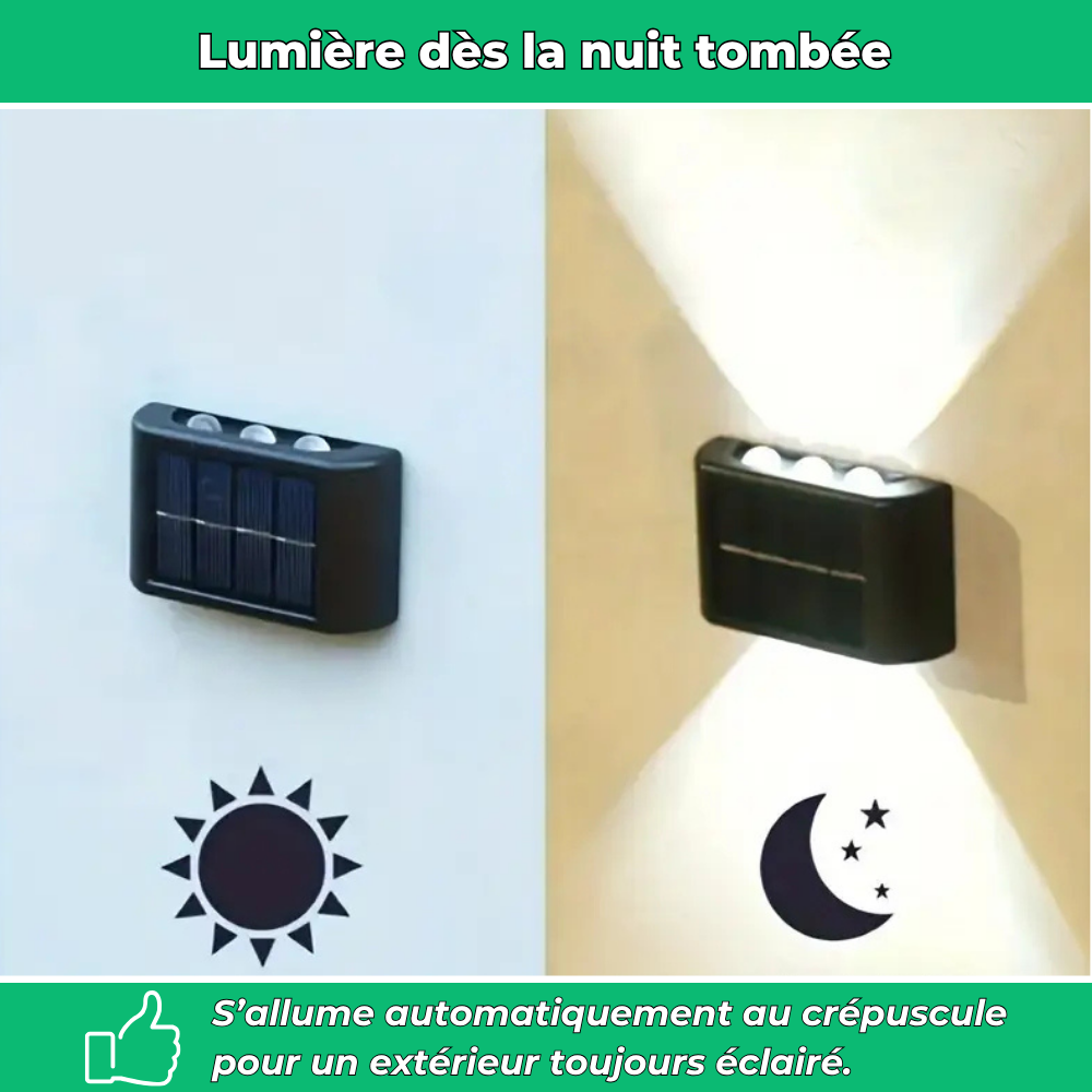 Lumix – Lot de 2 lampes solaires murales étanches pour extérieur