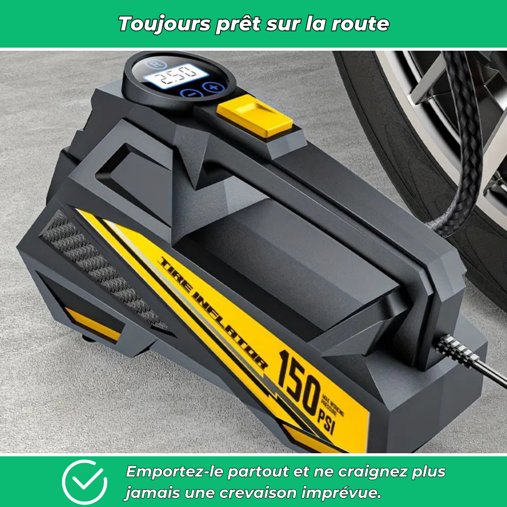 Compresseur d’air voiture portable 12V 150 PSI avec écran LED – Gonfleur pneus numérique