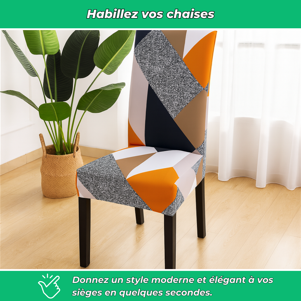 Housses de chaise géométriques extensibles en spandex (lot de 4)