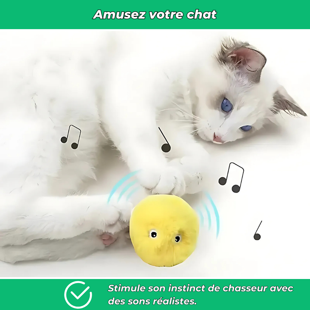 Balle interactive en peluche pour chat – Jouet sonore et éducatif, doux et coloré