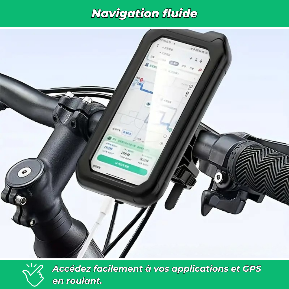 Support téléphone vélo 360° étanche – Porte-téléphone antichoc pour VTT, vélo électrique et moto