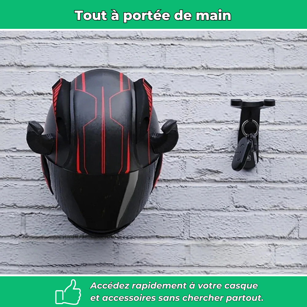 Crochet mural porte-casque moto polyvalent