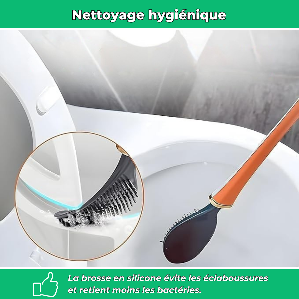 FlexiClean – Brosse WC murale en silicone avec distributeur intégré