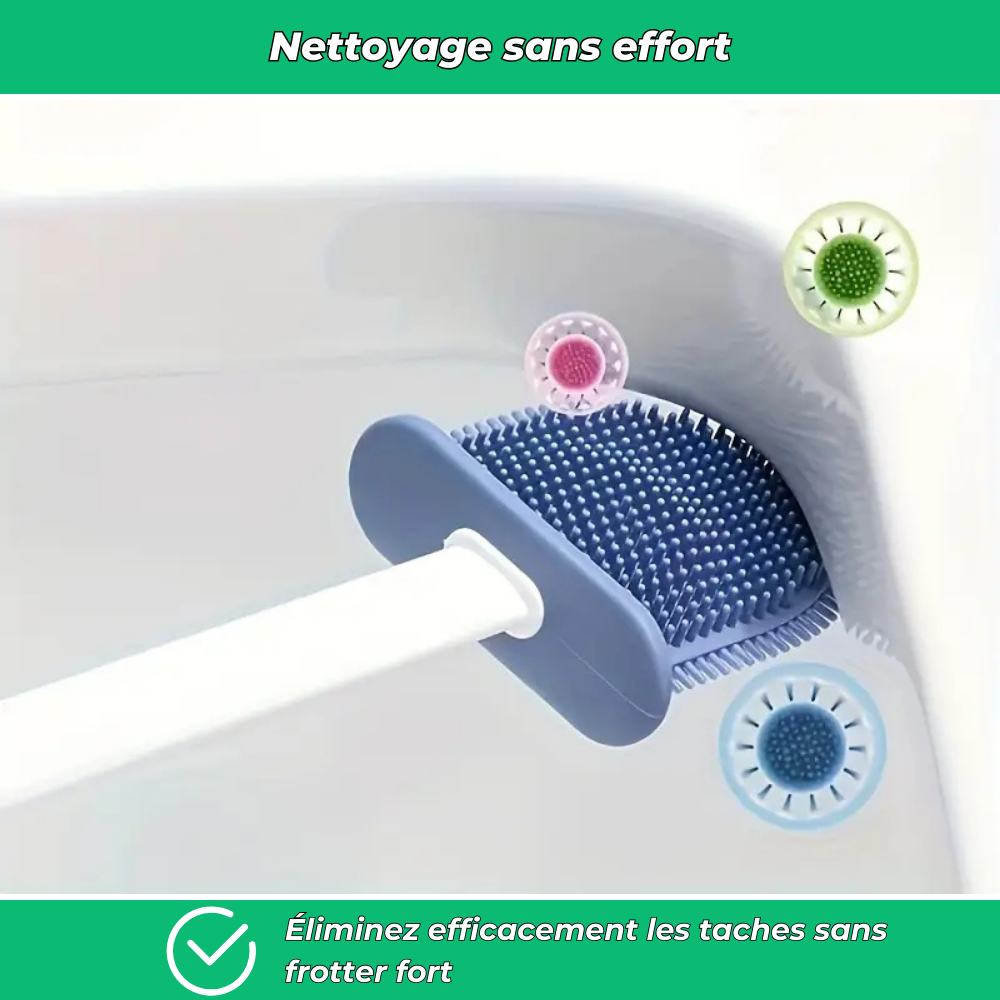 Brosse WC murale en silicone – Lot de 2 avec support