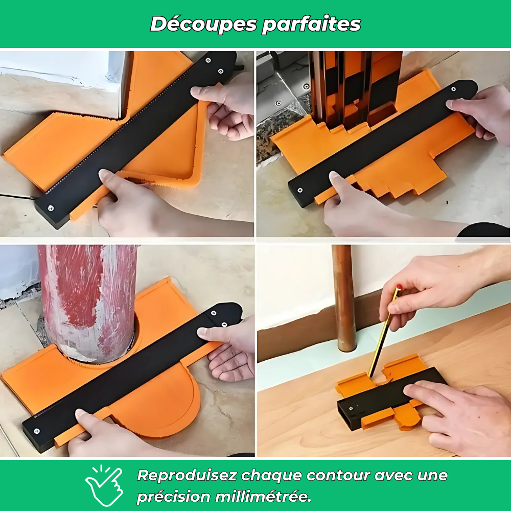 Jauge de contour 25cm avec verrouillage – Outil de mesure profil pour menuiserie, sols et carrelage