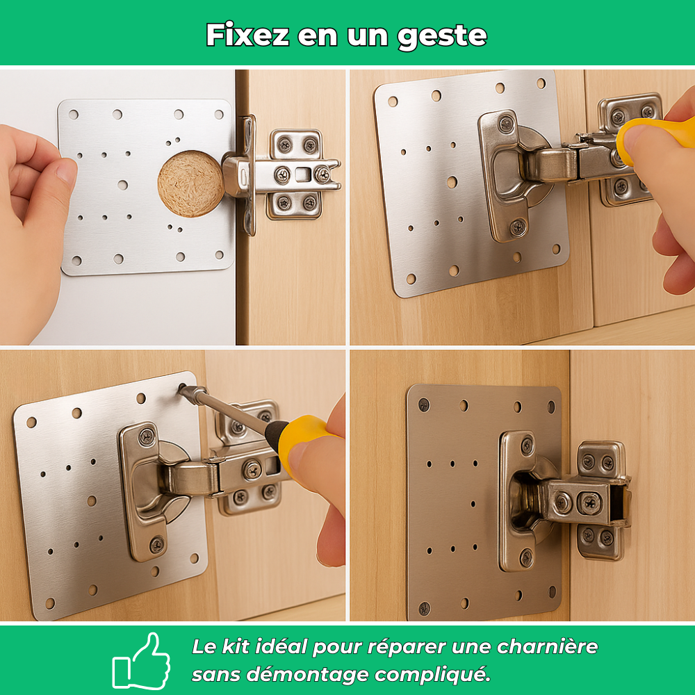 EasyFix – Kit de réparation robuste pour charnières de placard et meubles de cuisine