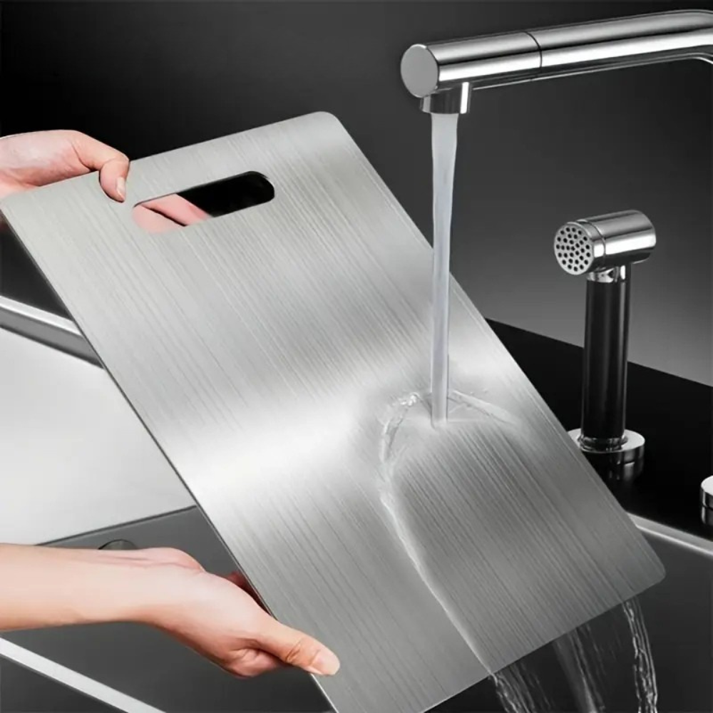 Planche à découper en acier inoxydable double-face – Durable et hygiénique pour fruits, légumes et viandes