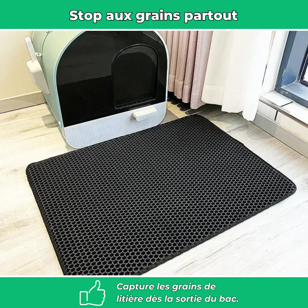Tapis attrape-litière double couche pour chats