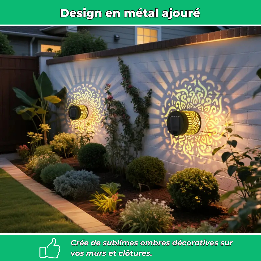 Appliques solaires murales – Éclairage décoratif et résistant pour vos extérieurs (Lot de 2)