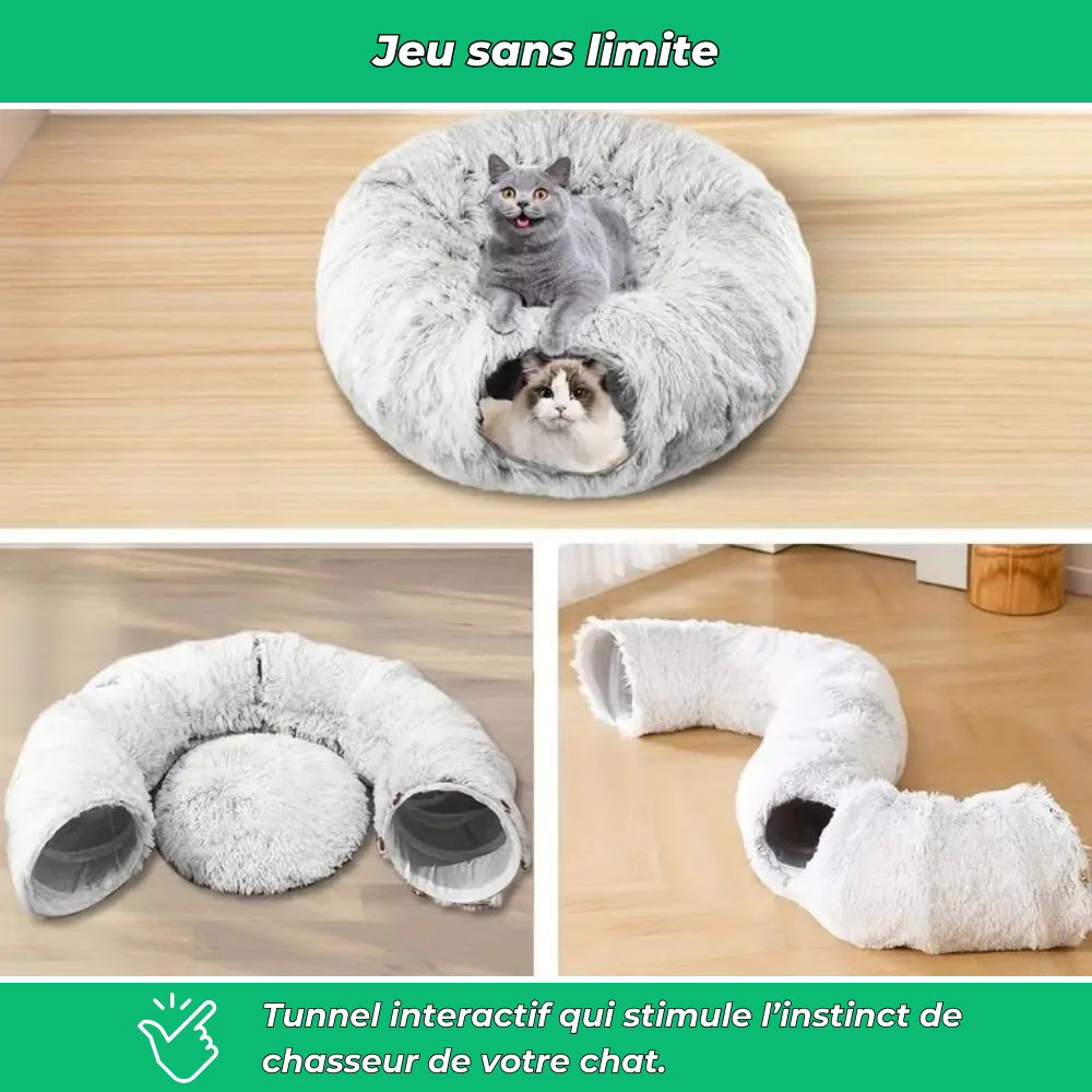 Tunnel pliable en peluche chaud pour chats et petits animaux