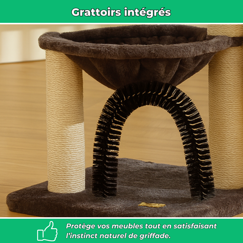 Tour de Jeu Interactive pour Chat – Jouet avec Balles Rotatives et Griffoir