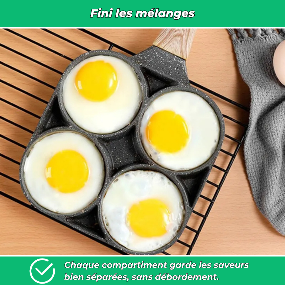 Poêle 4 compartiments antiadhésive pour petits-déjeuners variés