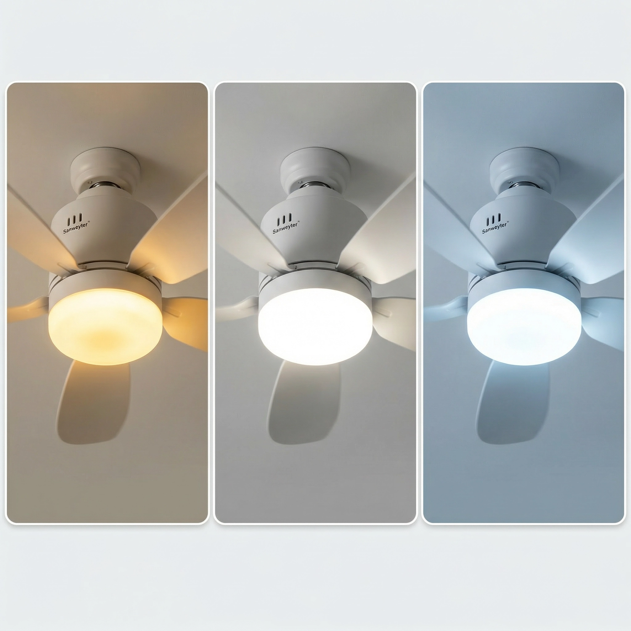 Ventilateur de Plafond avec LED Silencieux & Connecté | Ventilateur Plafonnier 5 Pales avec Télécommande