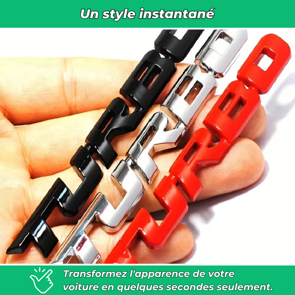TurboStyle – Autocollant métal sport pour carrosserie auto