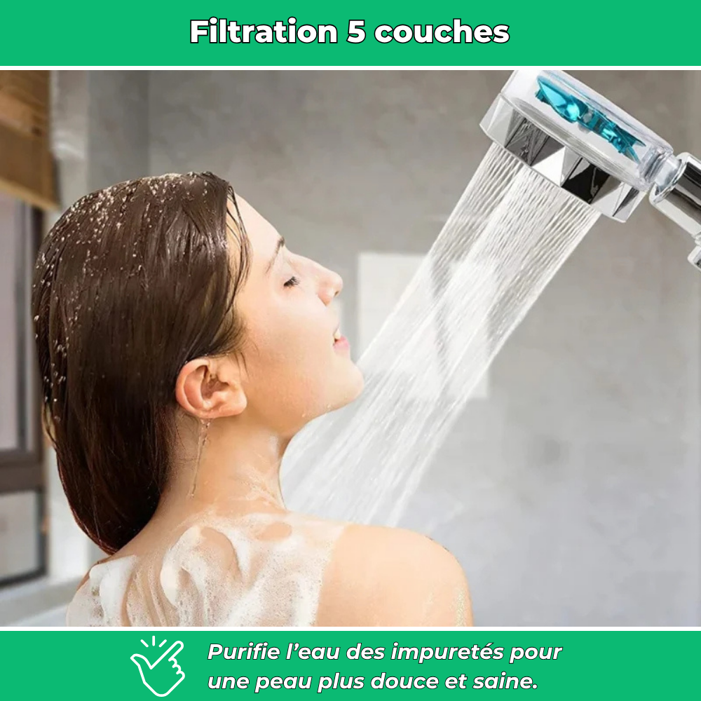 AquaPure - Pommeau de Douche à pression réglable avec 5 filtres inclus