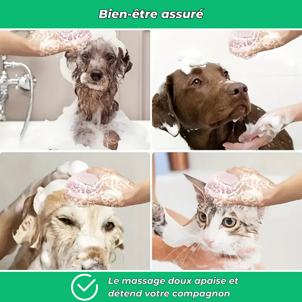 Brosse de bain en silicone pour chiens et chats