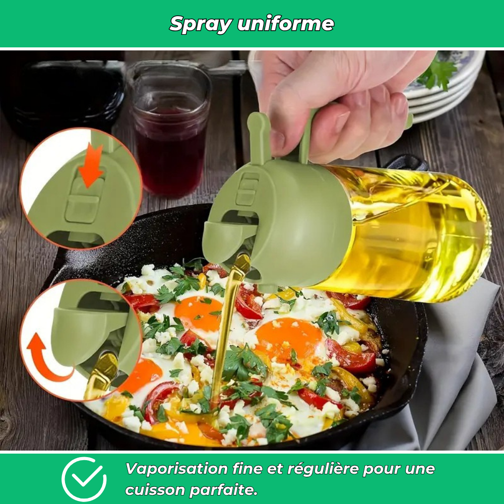 Vaporisateur d’huile d’olive 2-en-1 – spray et verseur pratique pour cuisson, salade et barbecue