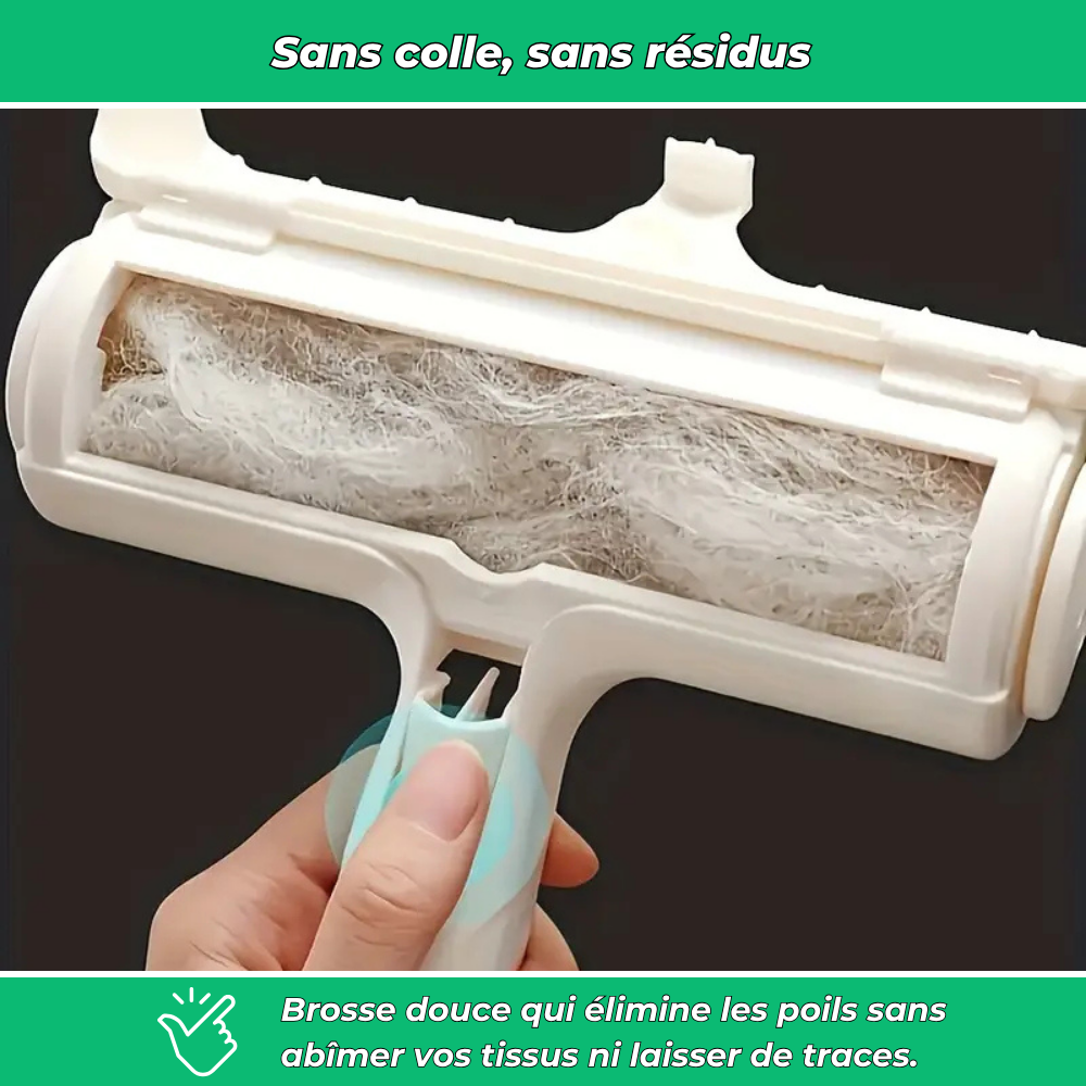 Brosse Anti-Poils  – Élimine les Poils de Chats et Chiens sur Vêtements et Canapés