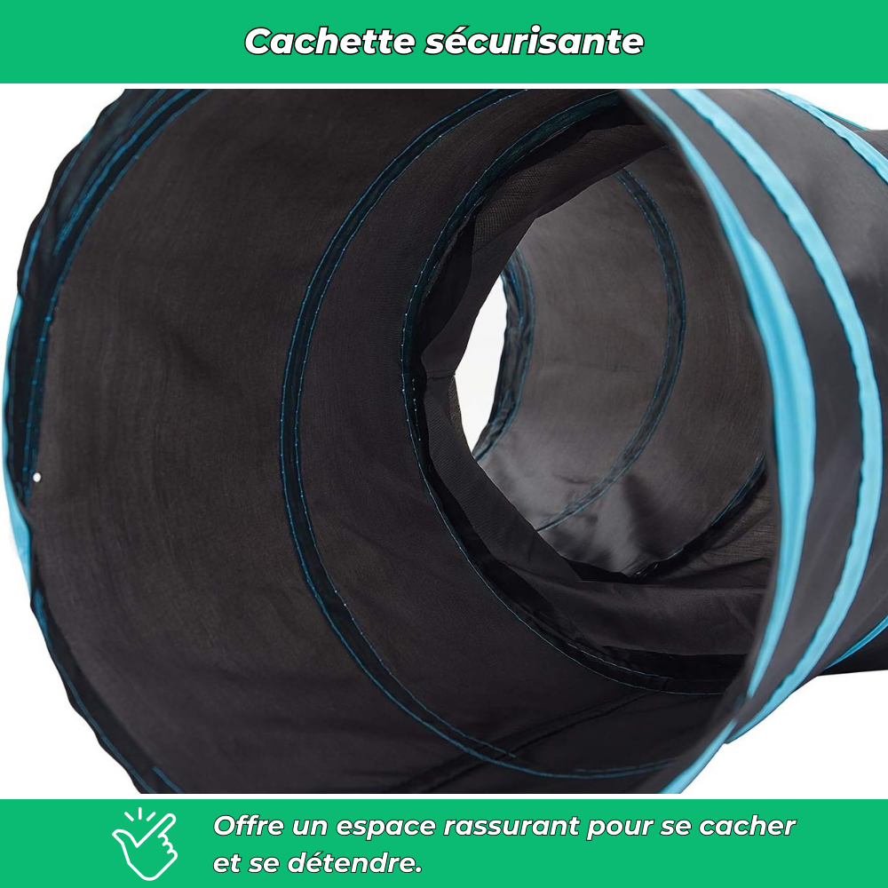 Tunnel interactif pliable 3 voies avec jouet pour chats