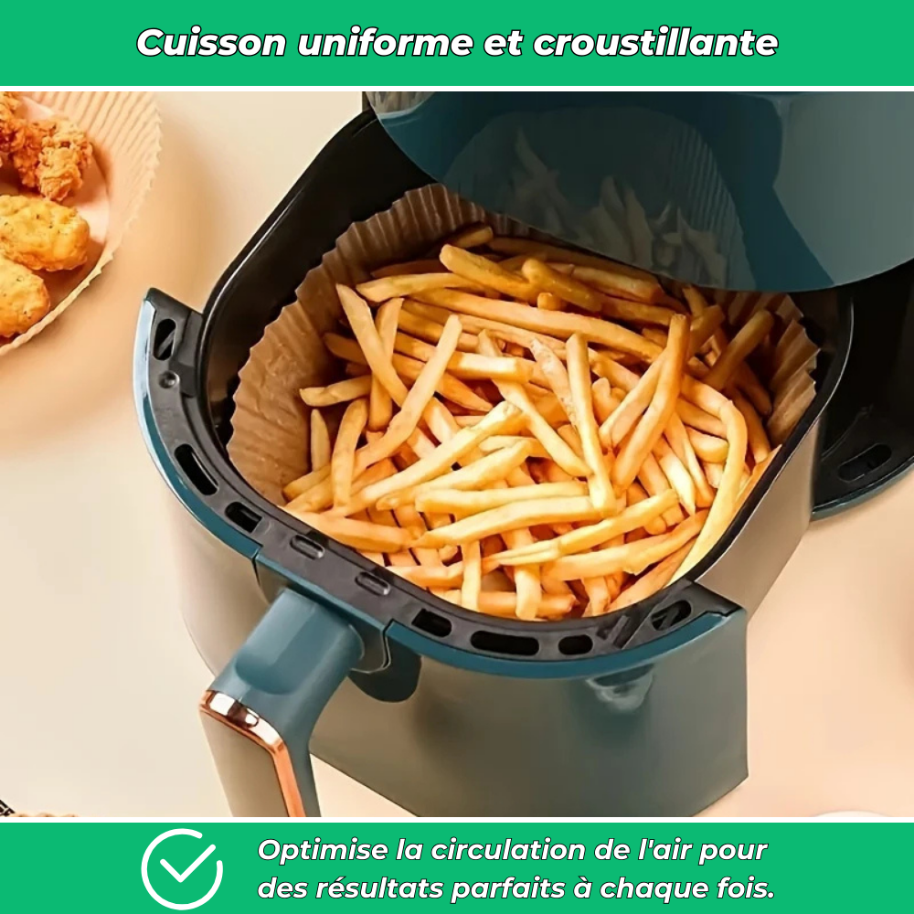 Papier Cuisson pour Air Fryer - 100 Pièces de Papier Sulfurisé pour Air Papier Cuisson pour Air Fryer - 100 Pièces de Papier Sulfurisé pour Air