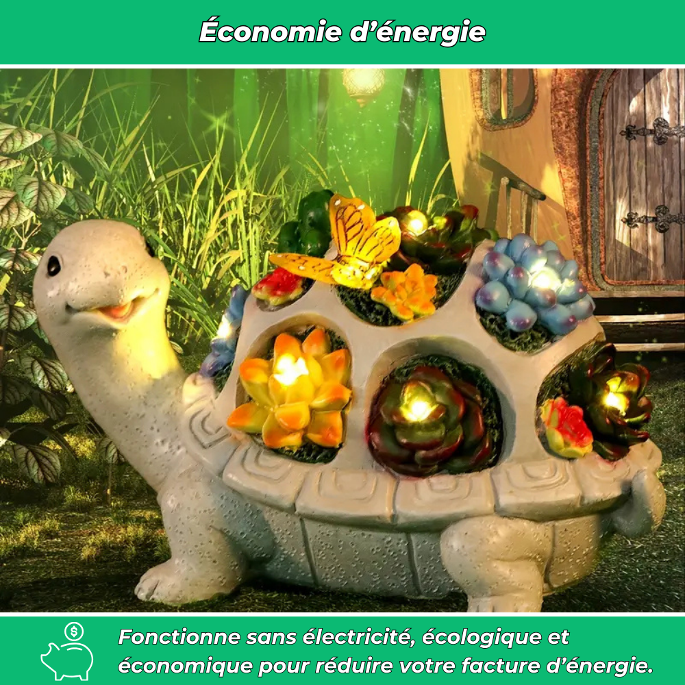 Tortue solaire LED colorée pour jardin