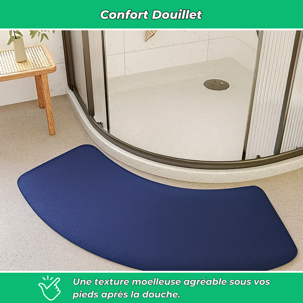 Tapis de bain demi-lune antidérapant lavable polyester