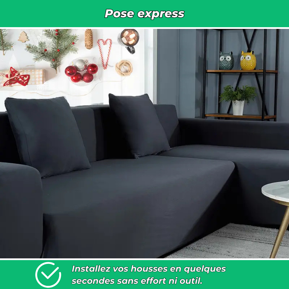 Housse extensible pour canapé d'angle – Lot de 2