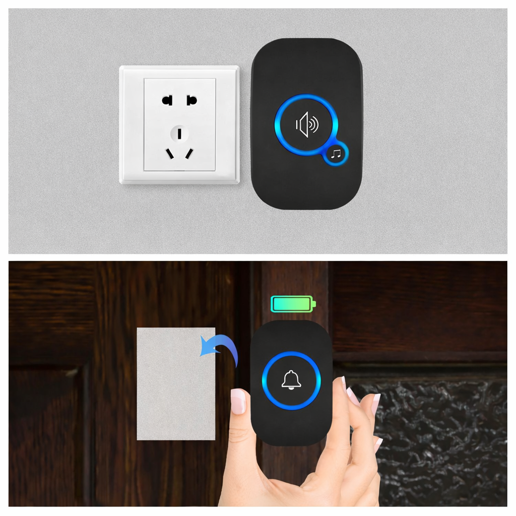 Sonnette sans fil Longue Portée Exterieur Étanche Electronique avec Récepteur Enfichable