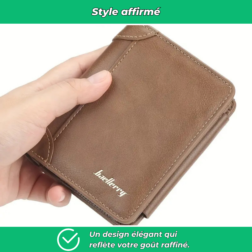 Portefeuille homme à triple pli sécurisé