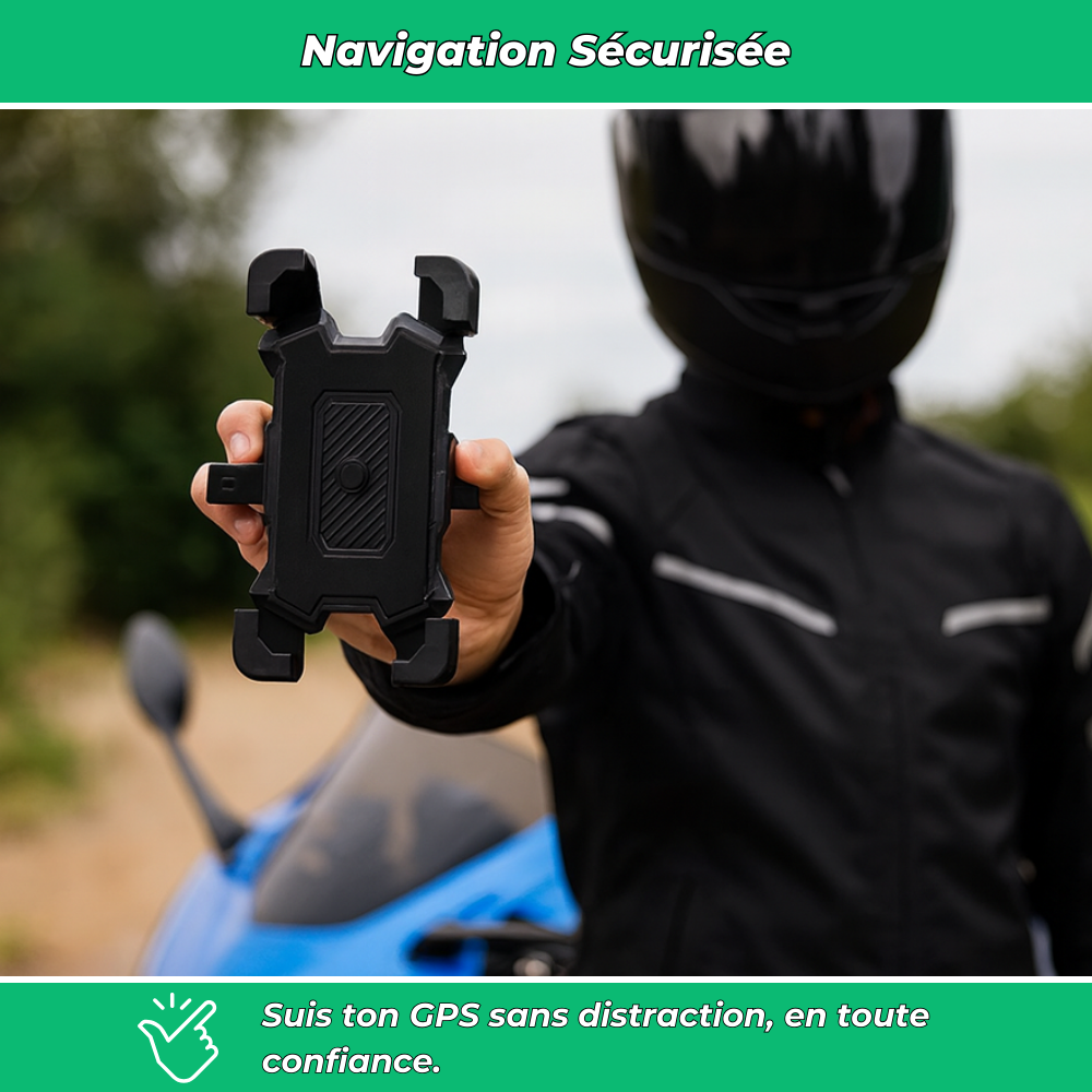 Support téléphone moto antichoc – Porte-GPS sécurisé pour guidon de moto